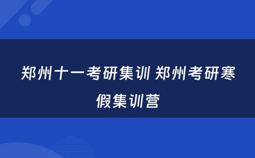 郑州十一考研集训 郑州考研寒假集训营