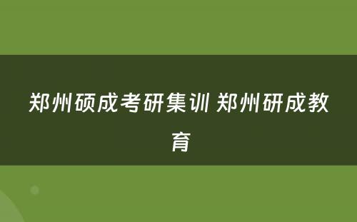 郑州硕成考研集训 郑州研成教育
