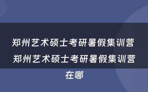 郑州艺术硕士考研暑假集训营 郑州艺术硕士考研暑假集训营在哪