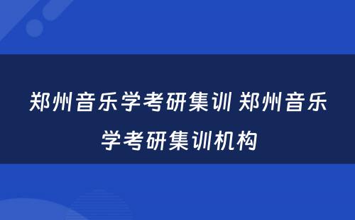 郑州音乐学考研集训 郑州音乐学考研集训机构