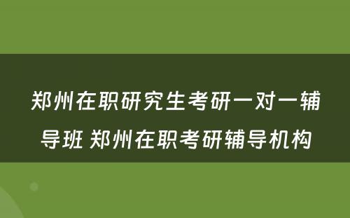 郑州在职研究生考研一对一辅导班 郑州在职考研辅导机构