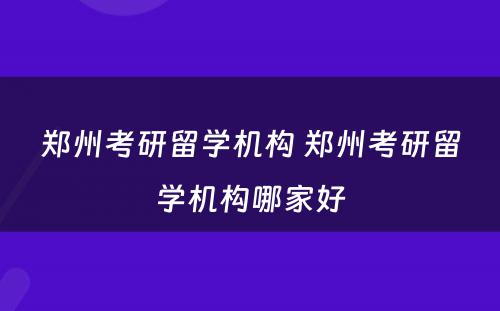 郑州考研留学机构 郑州考研留学机构哪家好