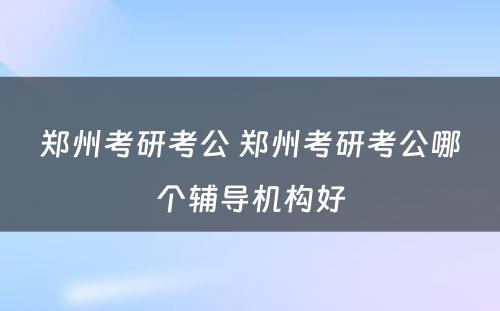 郑州考研考公 郑州考研考公哪个辅导机构好