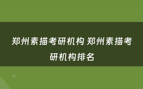 郑州素描考研机构 郑州素描考研机构排名