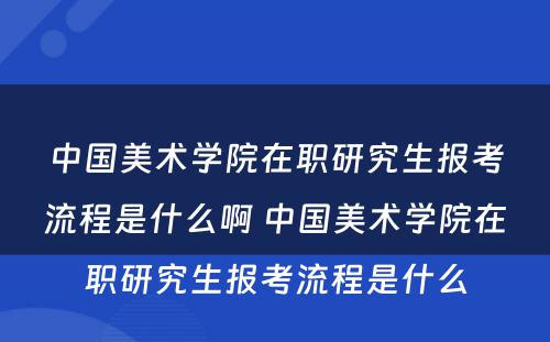 中国美术学院在职研究生报考流程是什么啊 中国美术学院在职研究生报考流程是什么