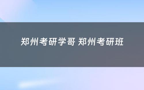 郑州考研学哥 郑州考研班