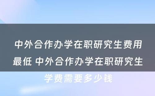 中外合作办学在职研究生费用最低 中外合作办学在职研究生学费需要多少钱