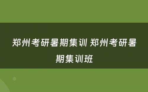 郑州考研暑期集训 郑州考研暑期集训班