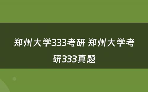 郑州大学333考研 郑州大学考研333真题