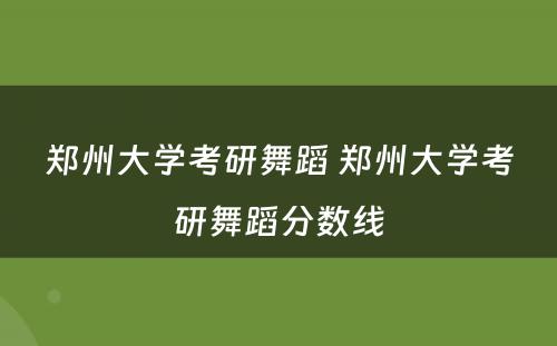 郑州大学考研舞蹈 郑州大学考研舞蹈分数线