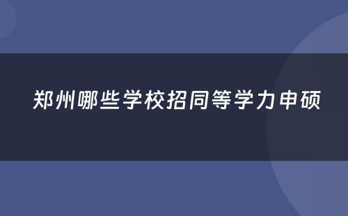  郑州哪些学校招同等学力申硕