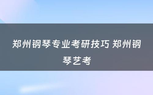 郑州钢琴专业考研技巧 郑州钢琴艺考