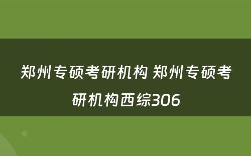 郑州专硕考研机构 郑州专硕考研机构西综306