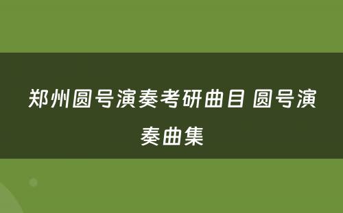 郑州圆号演奏考研曲目 圆号演奏曲集