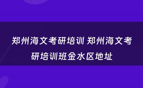 郑州海文考研培训 郑州海文考研培训班金水区地址