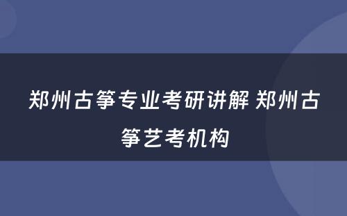 郑州古筝专业考研讲解 郑州古筝艺考机构
