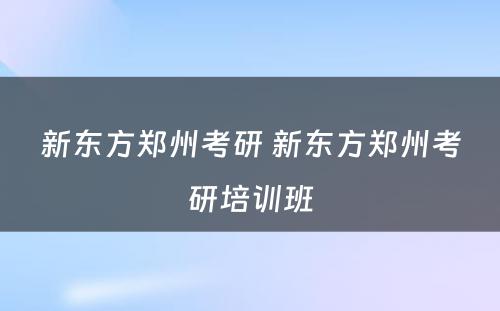 新东方郑州考研 新东方郑州考研培训班