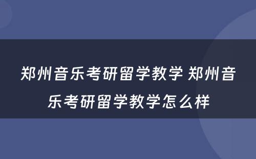 郑州音乐考研留学教学 郑州音乐考研留学教学怎么样