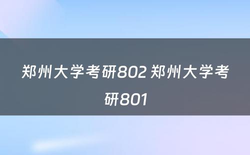 郑州大学考研802 郑州大学考研801