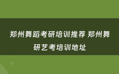 郑州舞蹈考研培训推荐 郑州舞研艺考培训地址