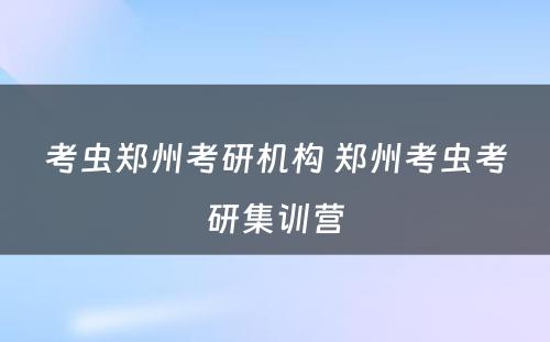 考虫郑州考研机构 郑州考虫考研集训营