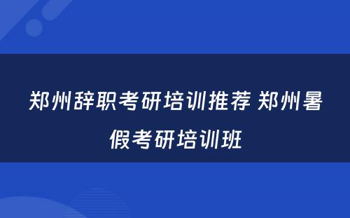 郑州辞职考研培训推荐 郑州暑假考研培训班