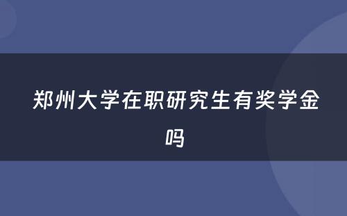  郑州大学在职研究生有奖学金吗