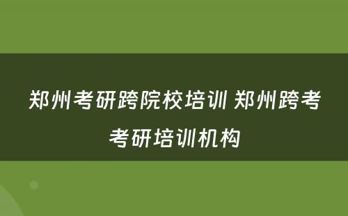 郑州考研跨院校培训 郑州跨考考研培训机构