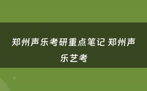 郑州声乐考研重点笔记 郑州声乐艺考