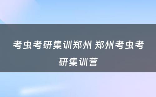 考虫考研集训郑州 郑州考虫考研集训营