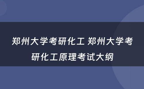 郑州大学考研化工 郑州大学考研化工原理考试大纲