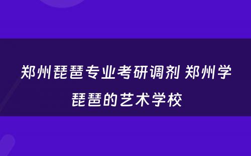 郑州琵琶专业考研调剂 郑州学琵琶的艺术学校