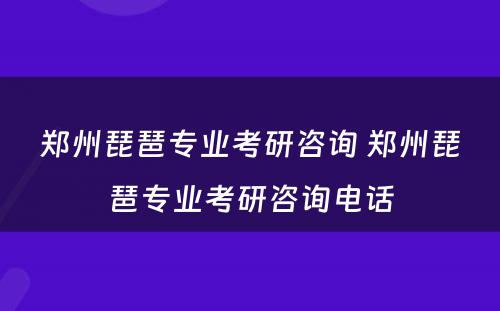 郑州琵琶专业考研咨询 郑州琵琶专业考研咨询电话