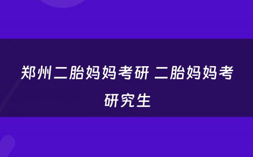 郑州二胎妈妈考研 二胎妈妈考研究生