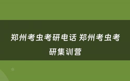 郑州考虫考研电话 郑州考虫考研集训营