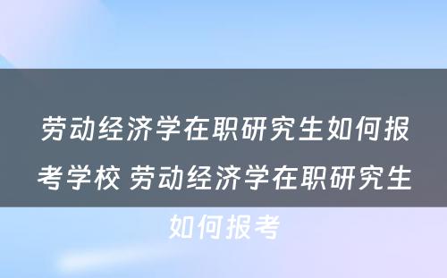 劳动经济学在职研究生如何报考学校 劳动经济学在职研究生如何报考