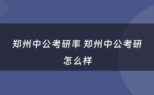 郑州中公考研率 郑州中公考研怎么样