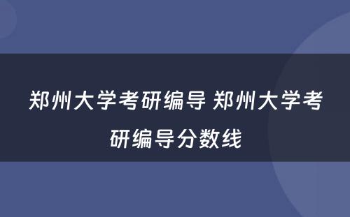 郑州大学考研编导 郑州大学考研编导分数线