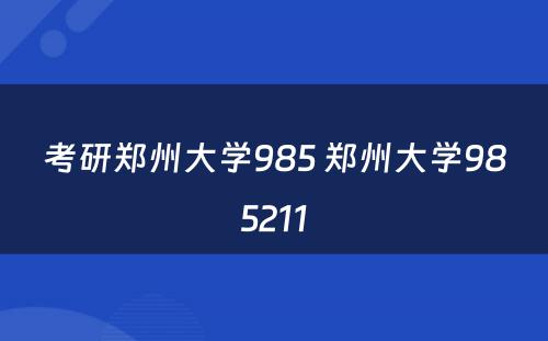 考研郑州大学985 郑州大学985211