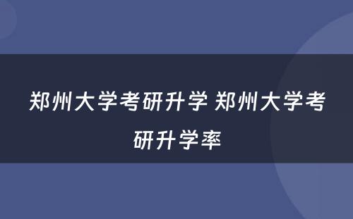 郑州大学考研升学 郑州大学考研升学率