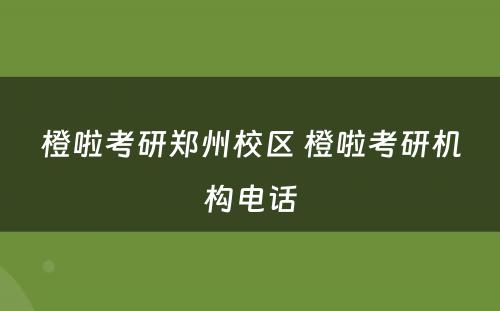 橙啦考研郑州校区 橙啦考研机构电话