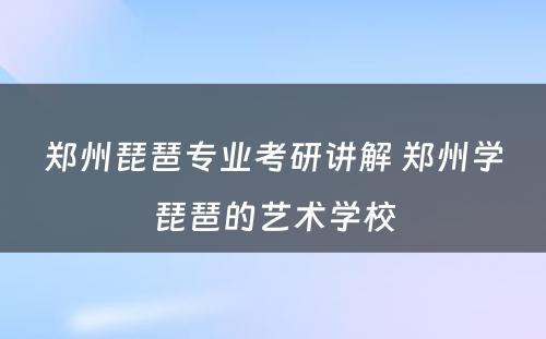 郑州琵琶专业考研讲解 郑州学琵琶的艺术学校