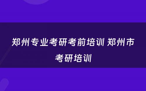 郑州专业考研考前培训 郑州市考研培训