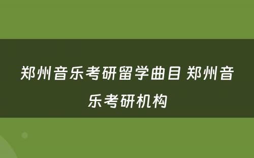 郑州音乐考研留学曲目 郑州音乐考研机构