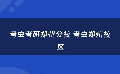 考虫考研郑州分校 考虫郑州校区