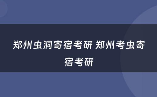 郑州虫洞寄宿考研 郑州考虫寄宿考研