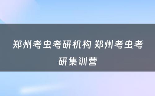 郑州考虫考研机构 郑州考虫考研集训营