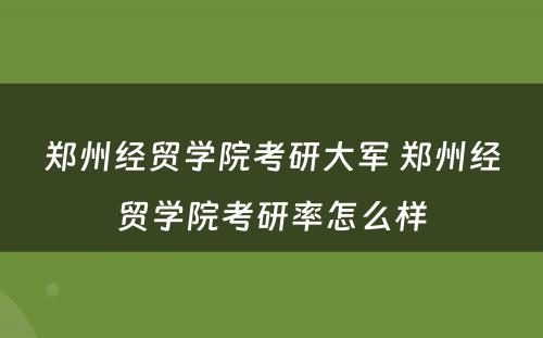 郑州经贸学院考研大军 郑州经贸学院考研率怎么样