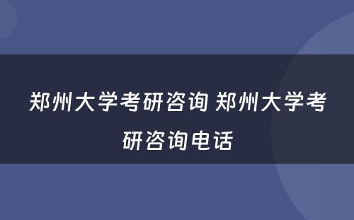郑州大学考研咨询 郑州大学考研咨询电话