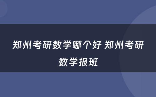 郑州考研数学哪个好 郑州考研数学报班